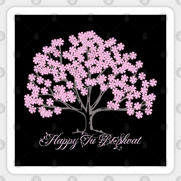Pink Almond Tree Tu B'Shevat Sticker by HolidayBug